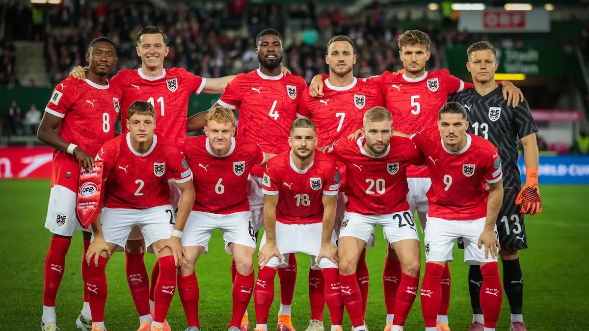teamfoto voor Oostenrijk